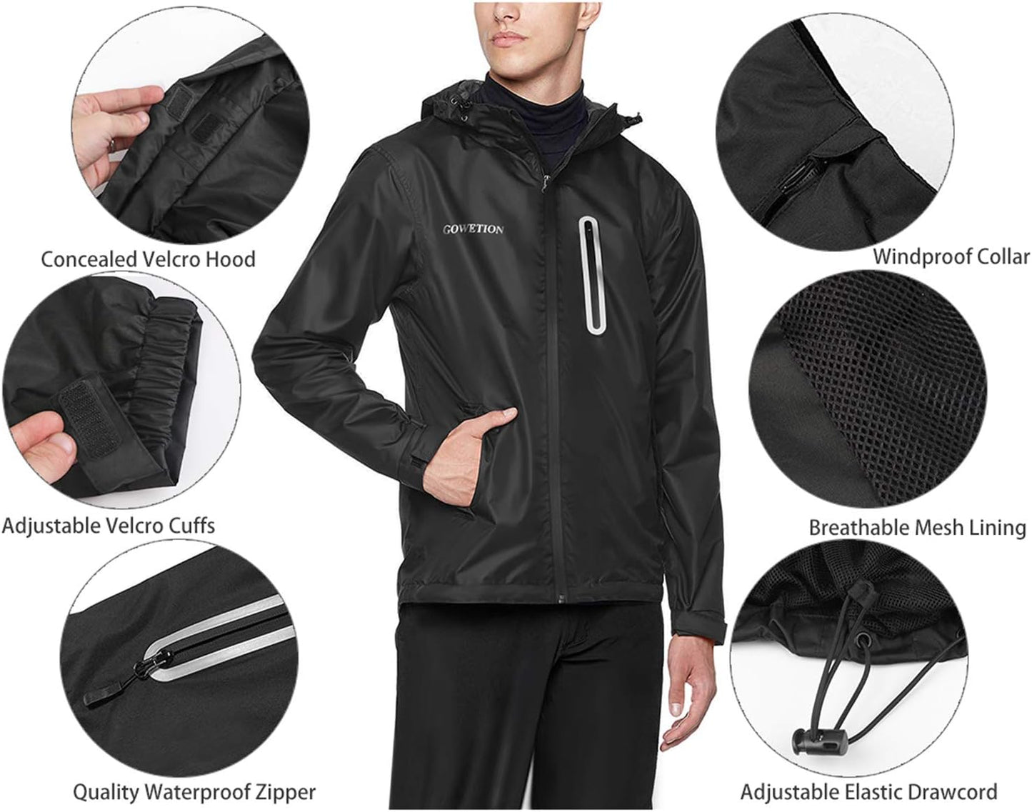 Men'S Light Rain Jacket Suits Golf Rain Suits Rain Gear for Hiking Travel Bicycle