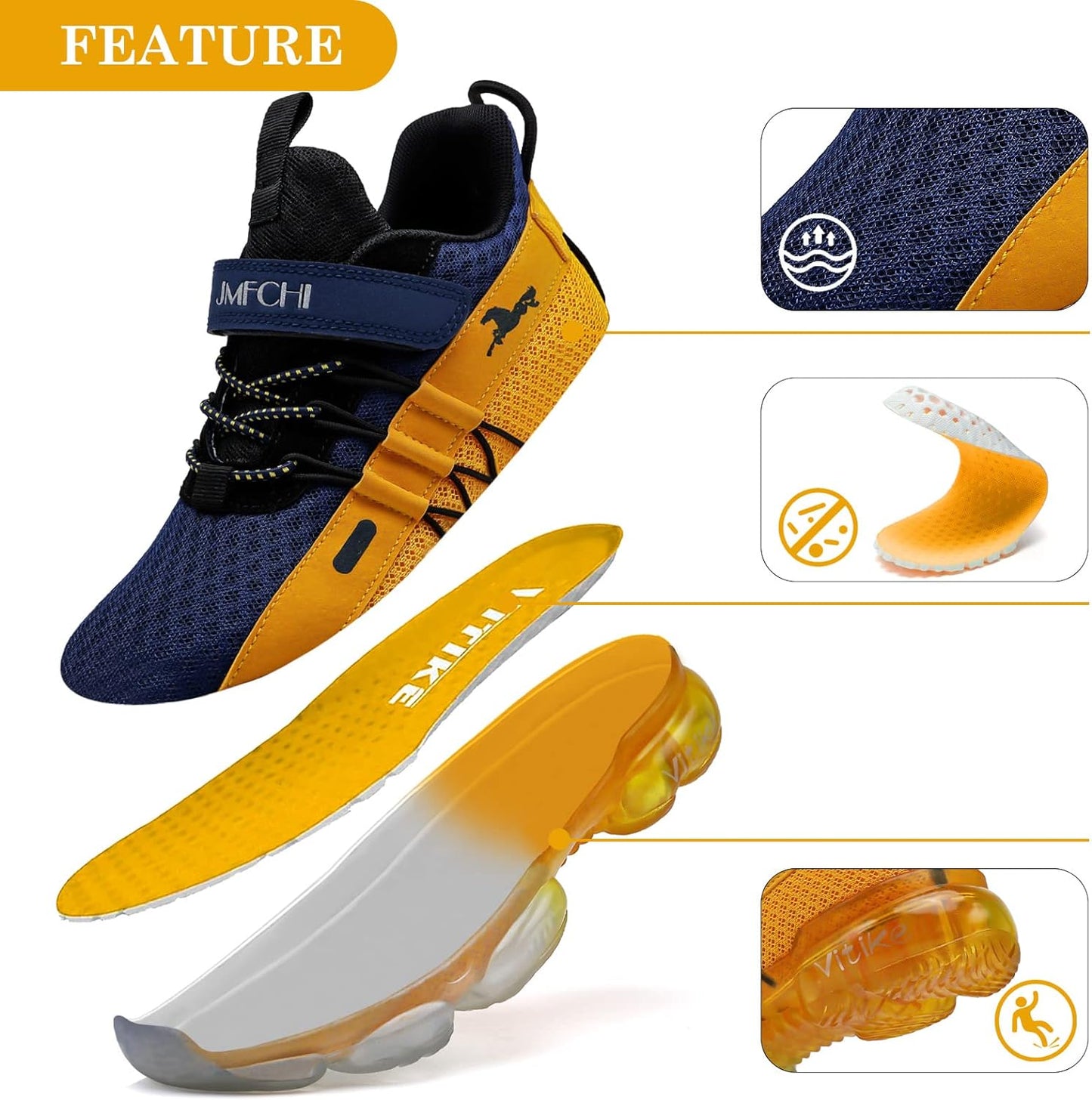 Boys Sneakers Mesh-Lightweight Anti-Slip Breathable Kids Athletic Shoes Toddlers Walking Shoe for Little Kid Big Kid