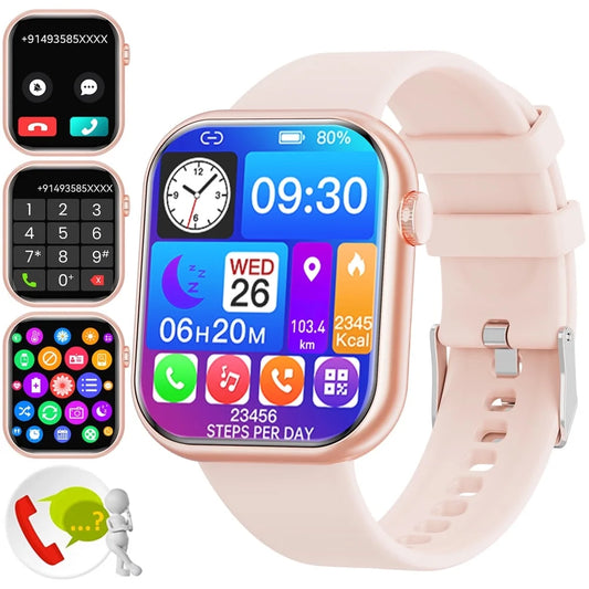 Women'S Smart Watch, 1.85-Inch Touch Screen Activity Fitness Tracker Watch, (Answer/Make Cal/Message Reminders) IP67 Waterproof Sports Step Counter, Suitable for Android Iphone Devices (Pink)