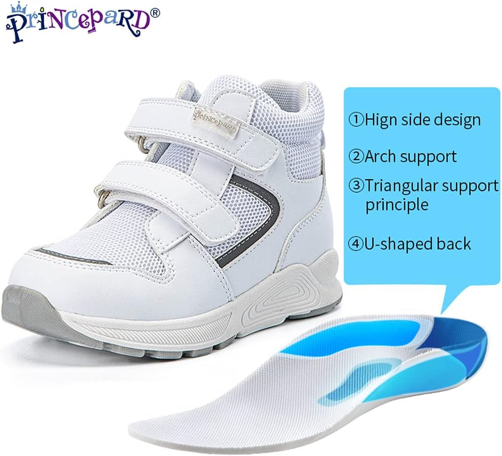 Toddlers Orthopedic Shoes，Kids High-Top Corrective Sneakers for Boys and Girls with Arch and Ankle Support, Non-Slip Soles