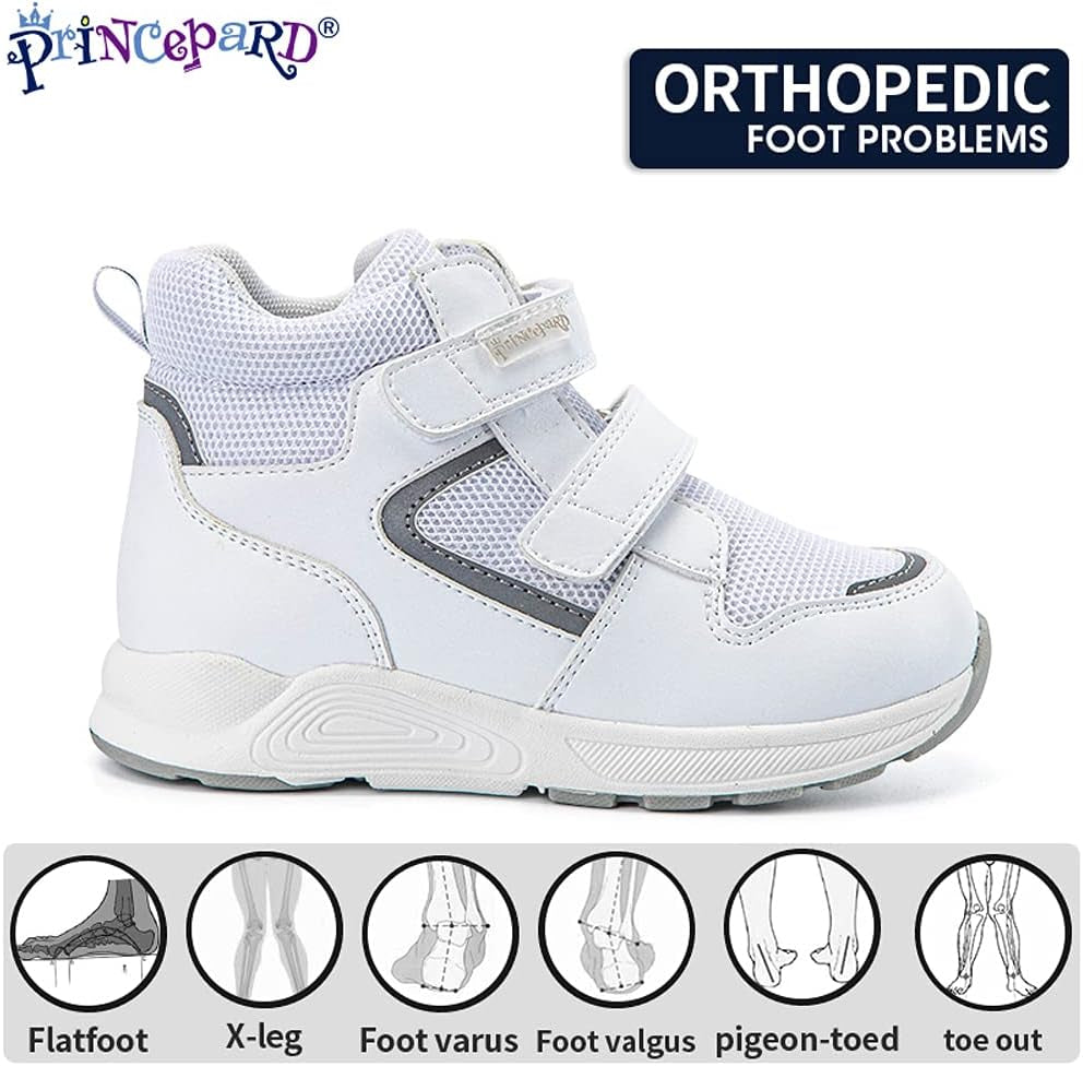 Toddlers Orthopedic Shoes，Kids High-Top Corrective Sneakers for Boys and Girls with Arch and Ankle Support, Non-Slip Soles