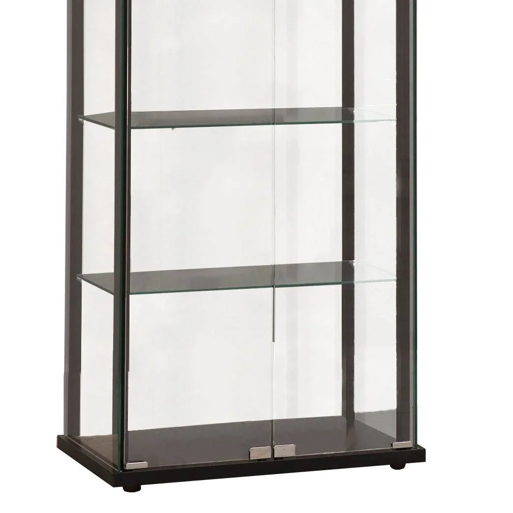 Delphinium 5-Shelf Glass Curio Cabinet Black and Clear