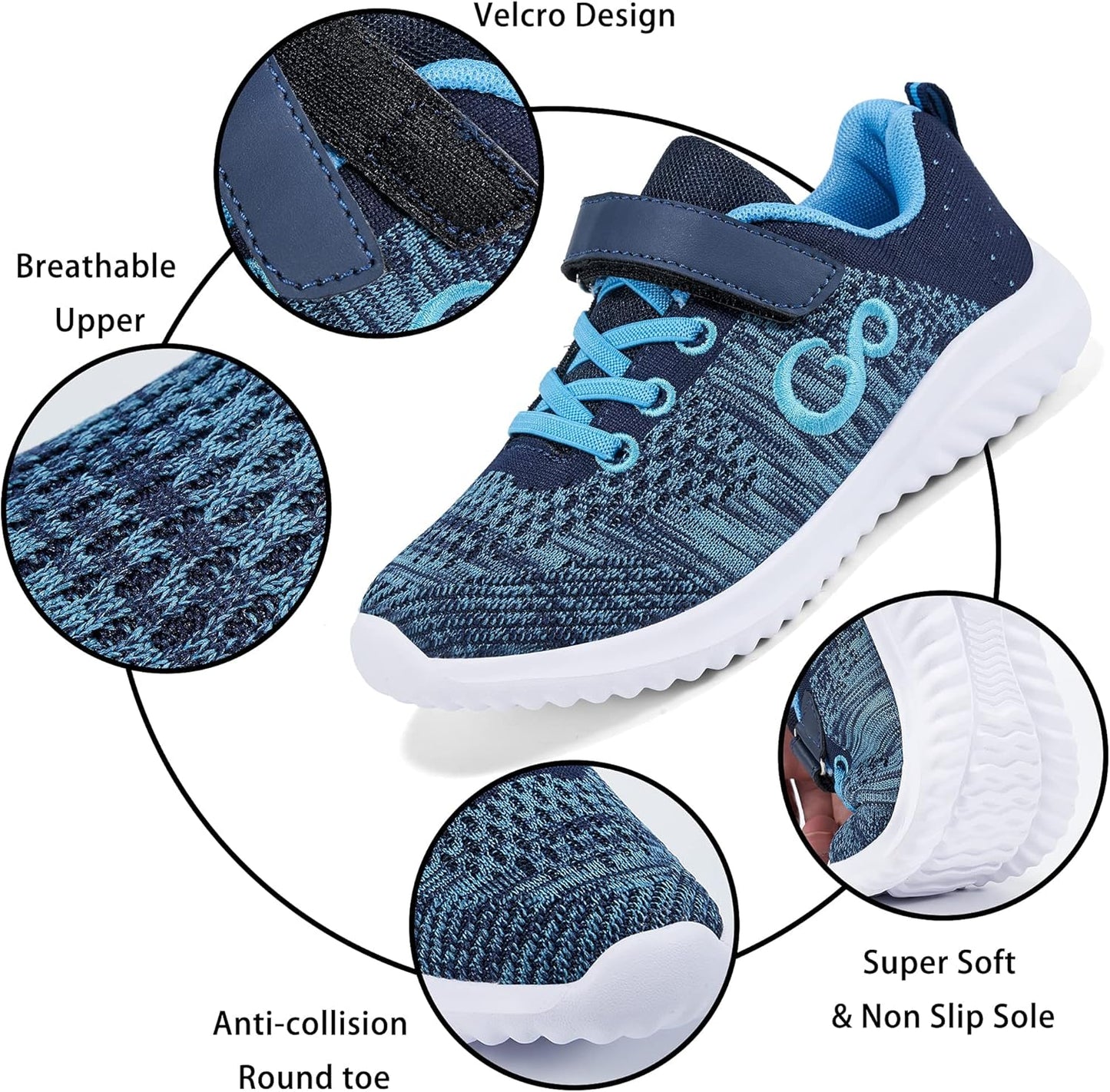 Toddler Shoes Boys Girls Sneakers with Strap Non Slip Girls Tennis Shoes Breathable Athletic Sneakers for Boys Comfortable Lightweight Walking Shoes