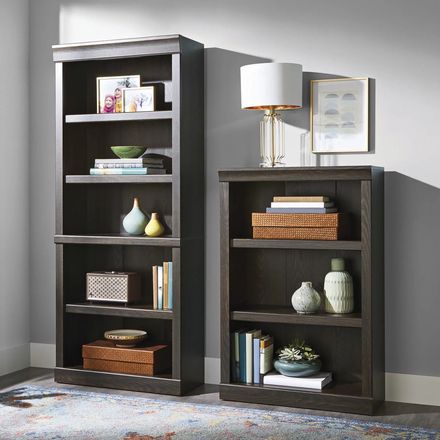 Glendale 5-Shelf Bookcase, Dark Oak