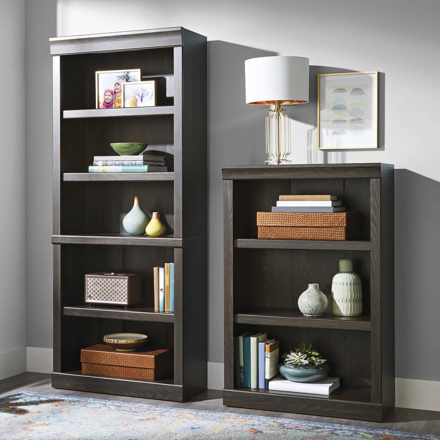 Glendale 5-Shelf Bookcase, Dark Oak