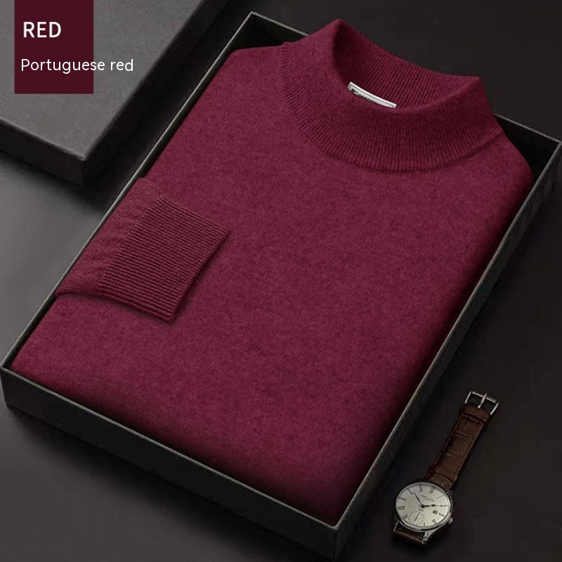 Fall Winter Men Half-collar Wool Sweater