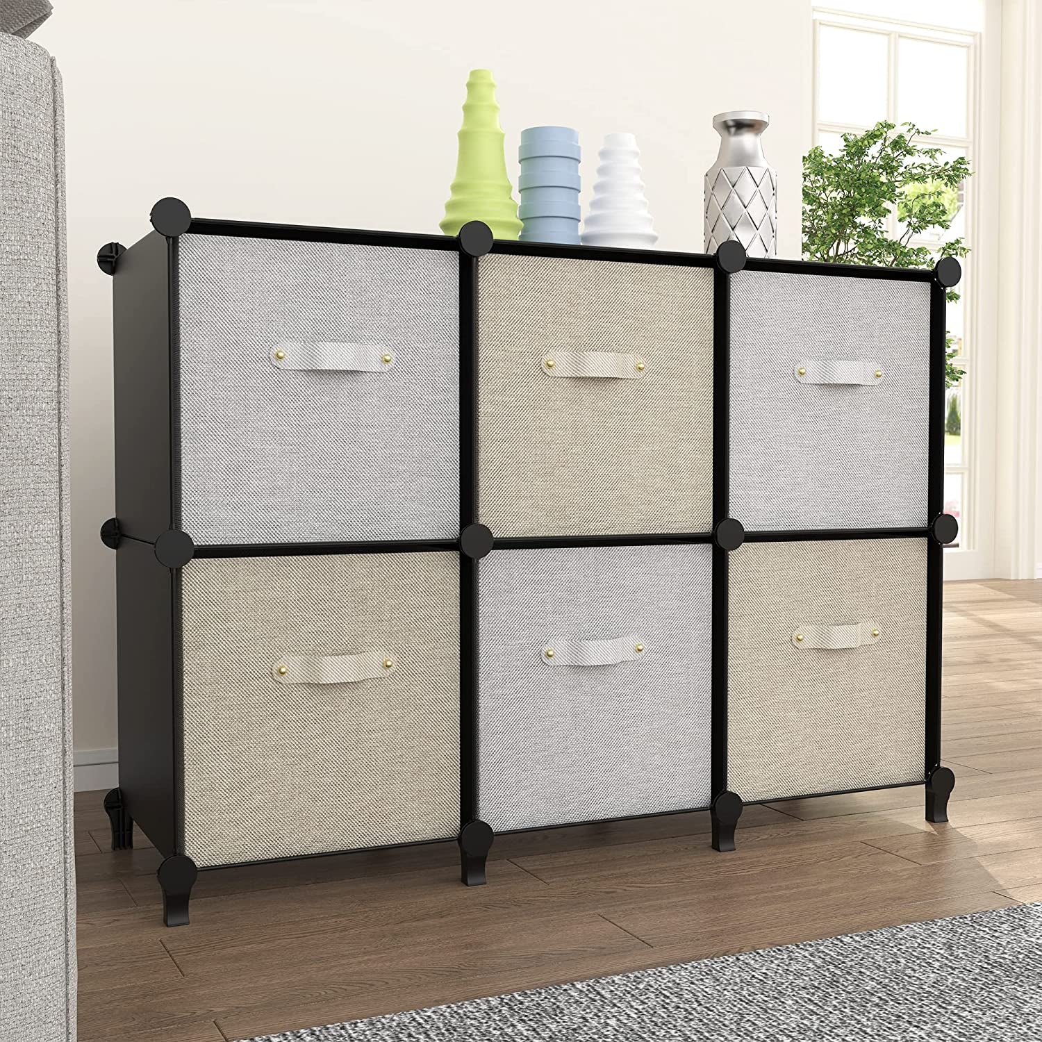 6-Cube Storage Organizer, Closet Organizer Storage Cabinet Shelf Bookcase Bookshelf,Storage Cubes Organizer Cabinet for Kids,Closet, Bedroom,Bathroom