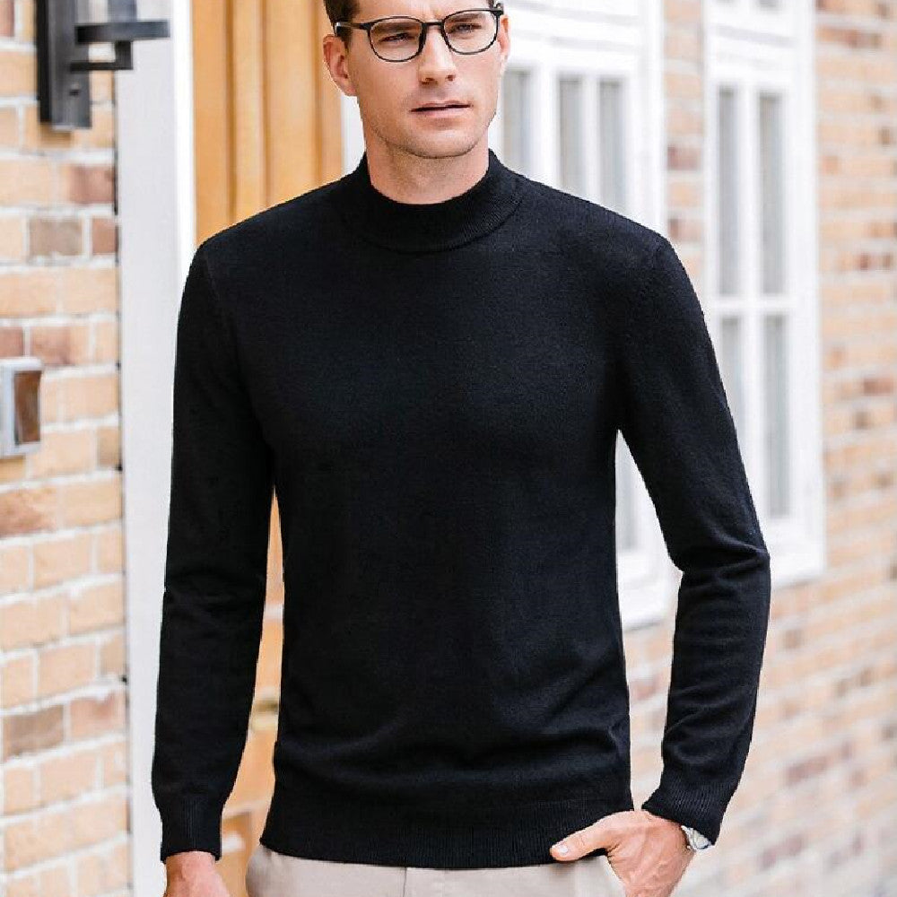 Fall Winter Men Half-collar Wool Sweater