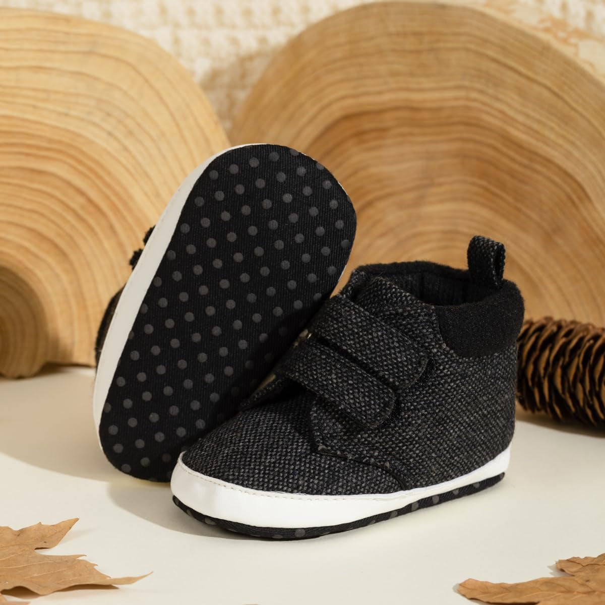 Baby Boys Girls High Top Sneakers Soft Soles anti Skid Infant Ankle Shoes Toddler Prewalker First Walking Crib Shoes