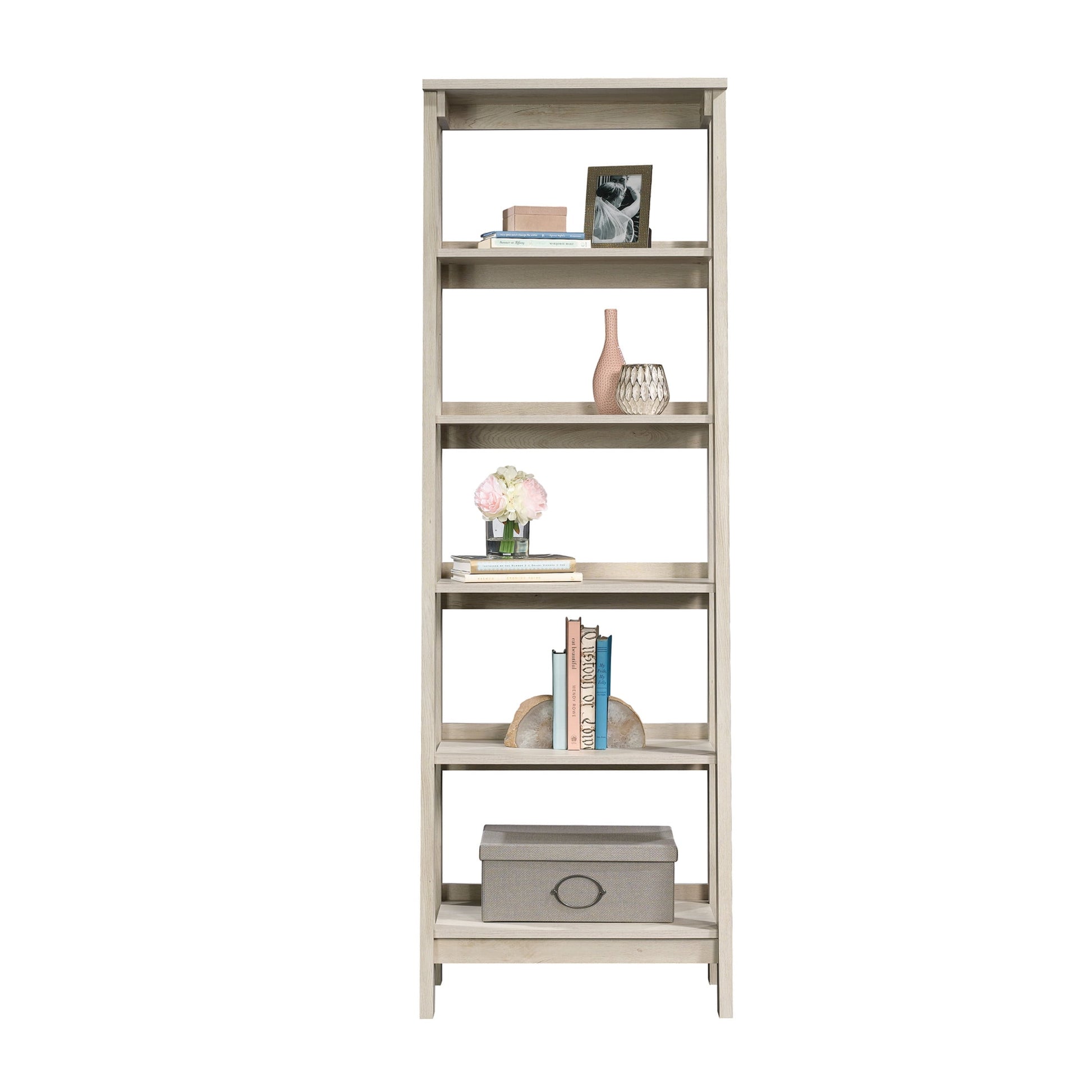 Trestle 5-Shelf Bookcase, Chalked Chestnut Finish