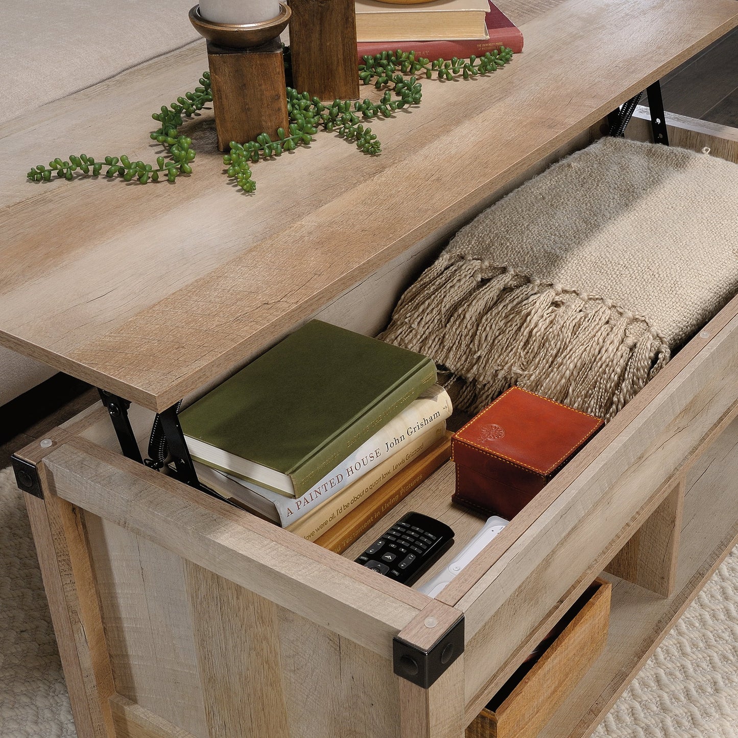 Carson Forge Lift Top Coffee Table, Lintel Oak Finish