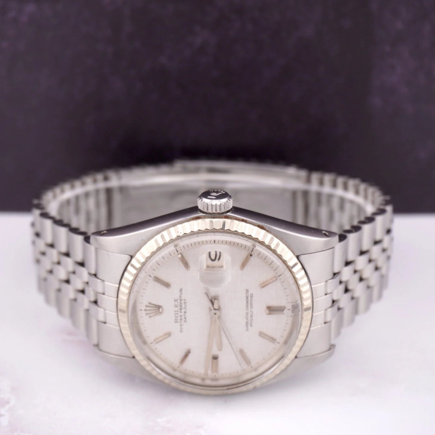 Men's 36mm Datejust Stainless Steel Watch with Jubilee Band and Silver Linen Dial