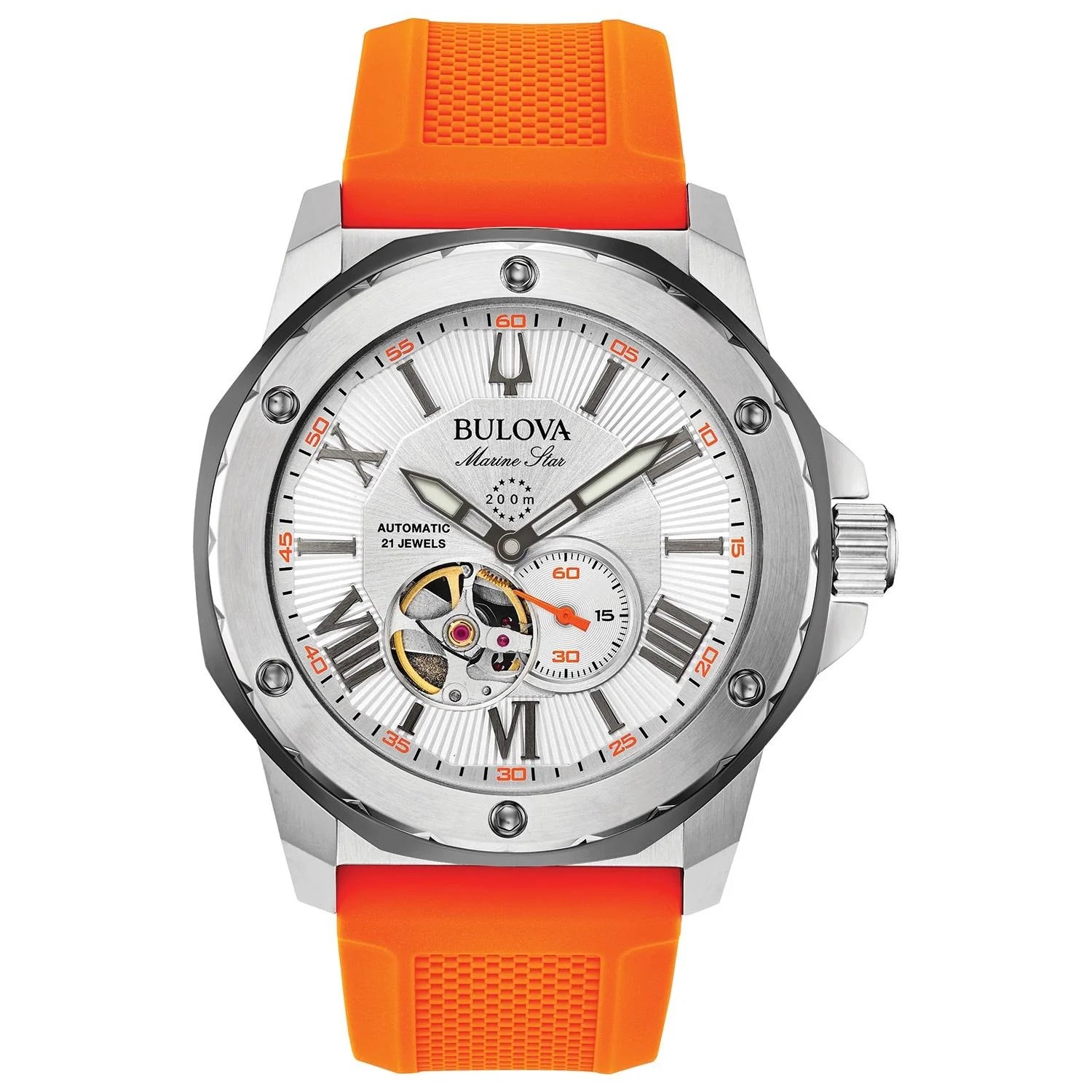 Men's Marine Star Automatic Orange Strap Watch - Model 98A226