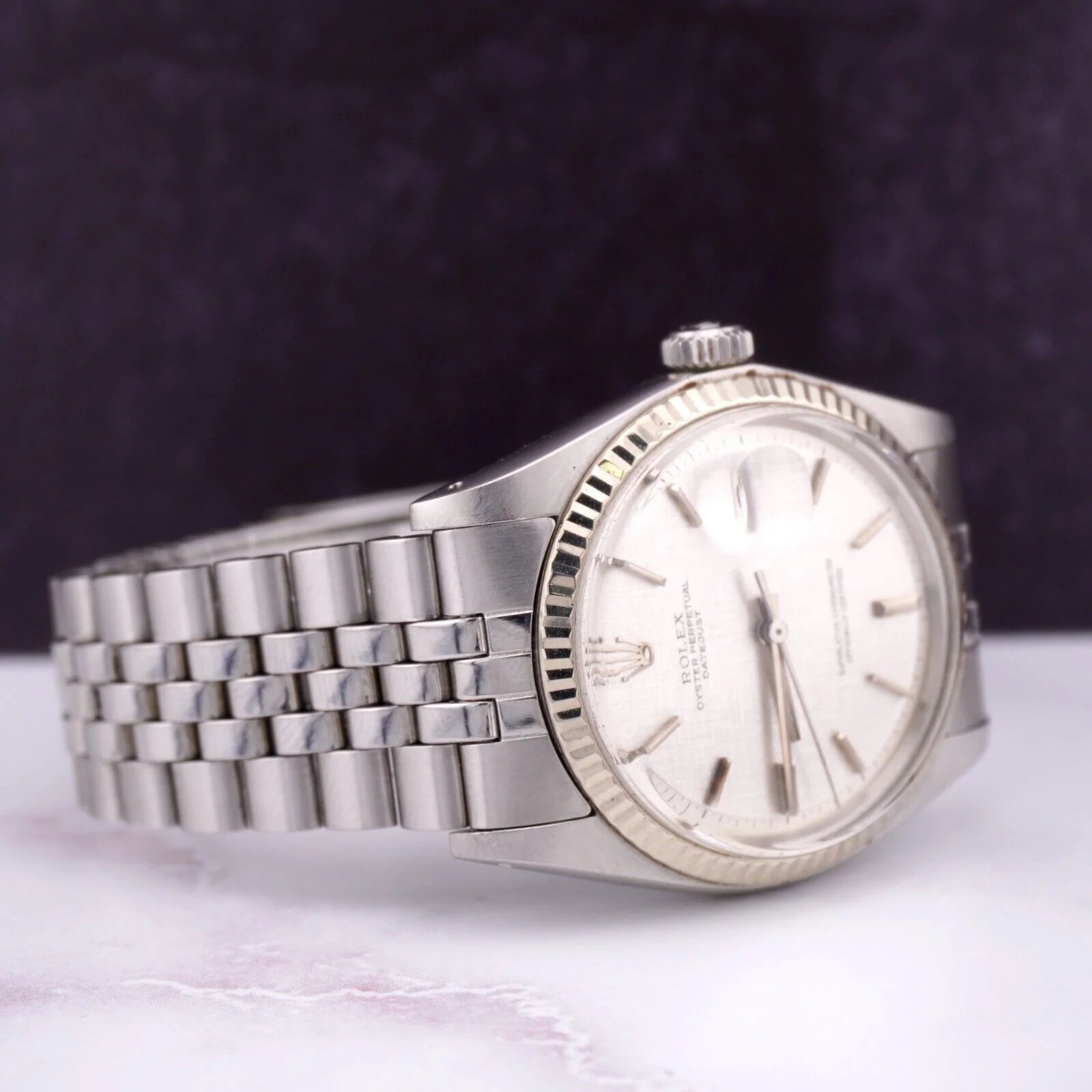 Men's 36mm Datejust Stainless Steel Watch with Jubilee Band and Silver Linen Dial