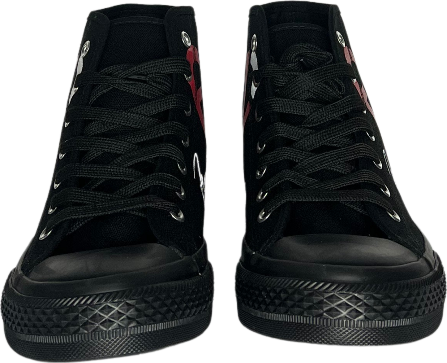 Frantz Lamour Signature Classic Men's High Top Canvas Lace Up Casual Walking Shoes - Black & Red