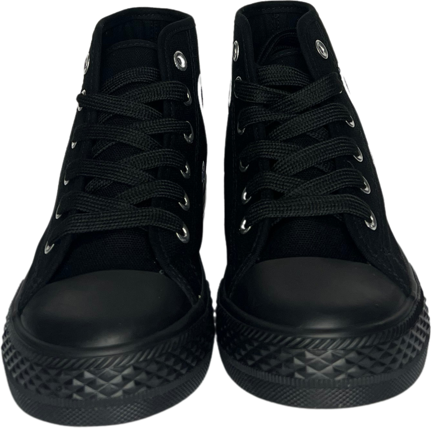 Frantz Lamour Signature Classic Kids High Top Canvas Lace Up Casual Walking Shoes - Black & White