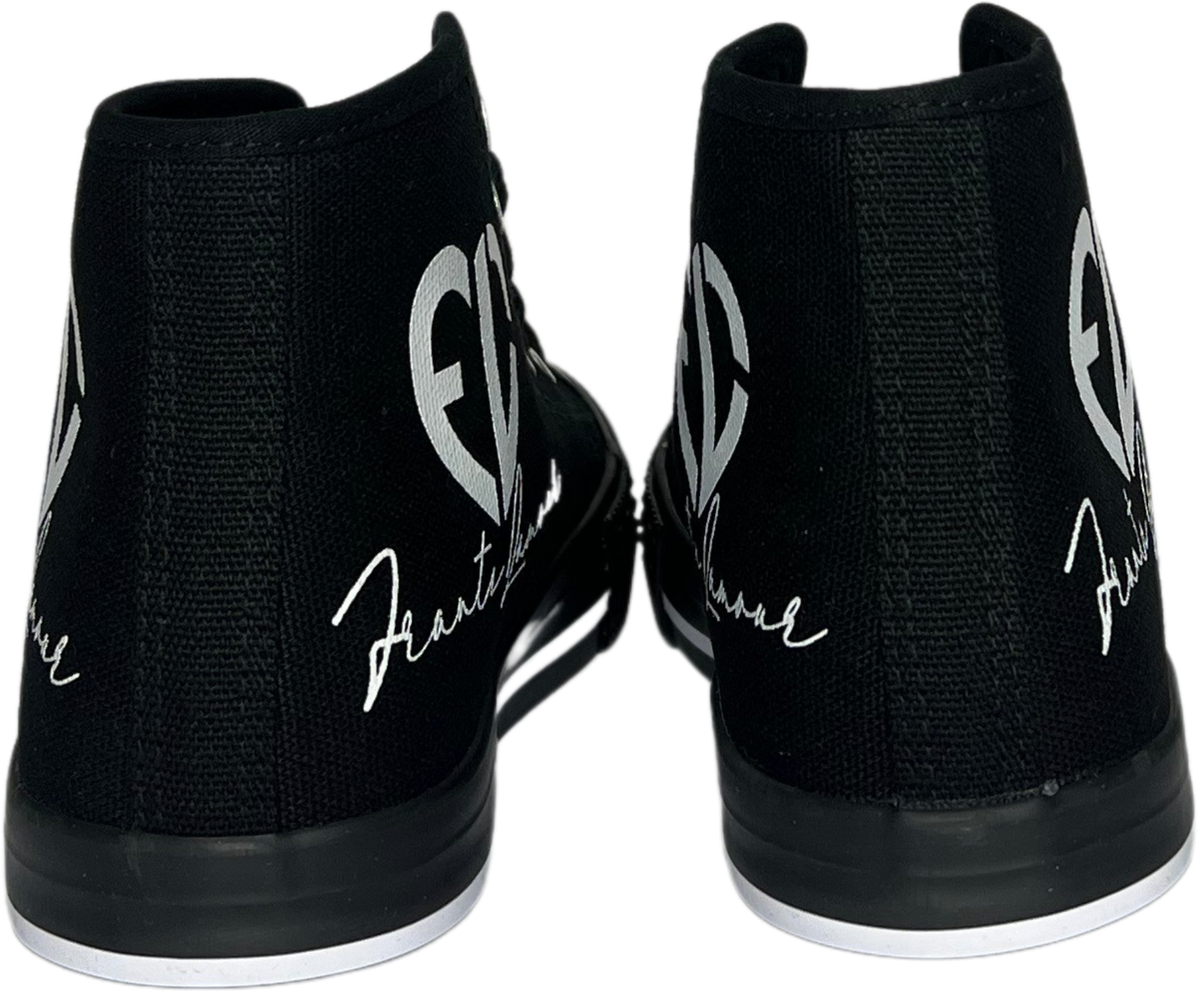 Frantz Lamour Signature Classic Men's High Top Canvas Lace Up Casual Walking Shoes - Black & White