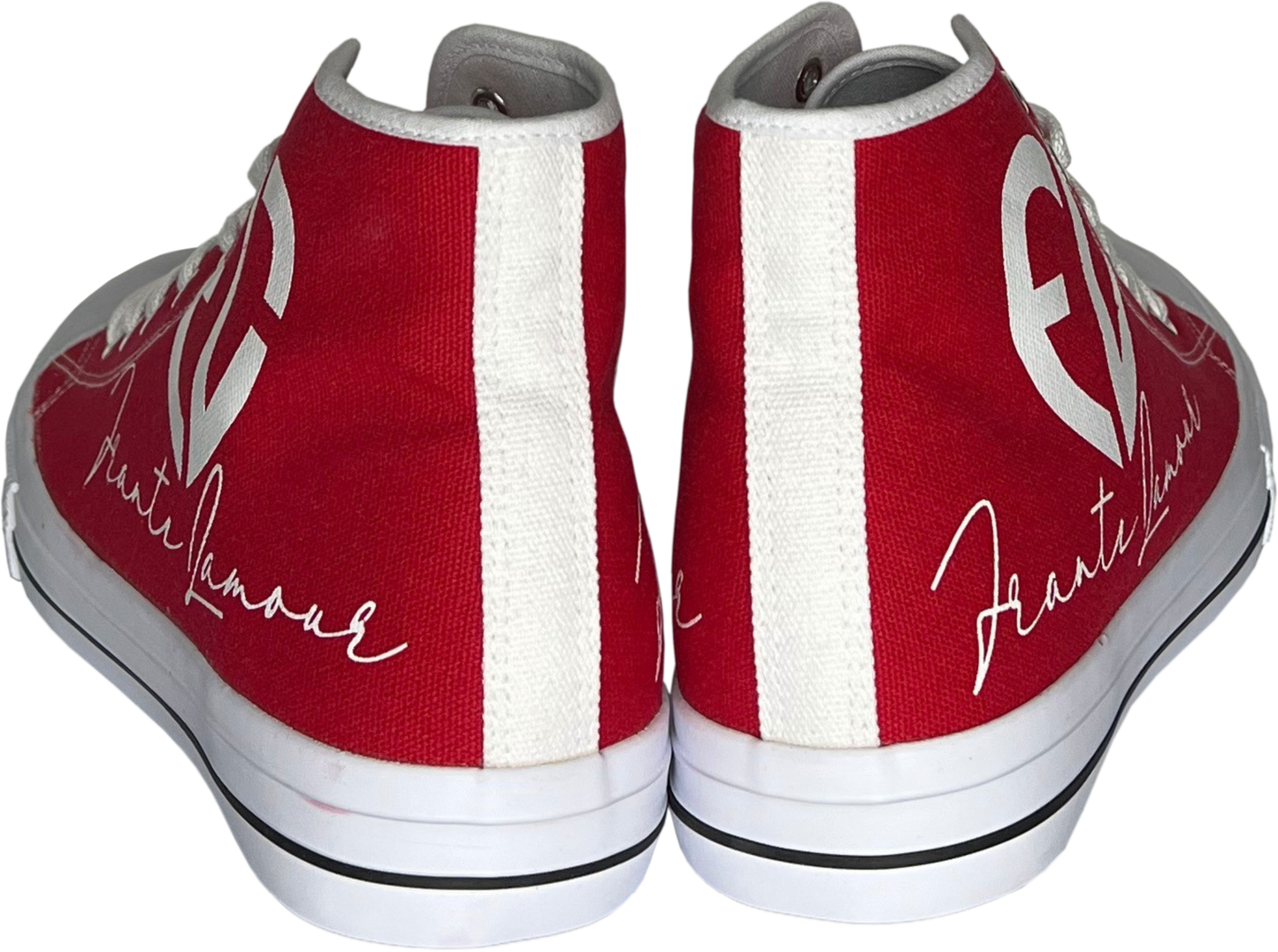 Frantz Lamour Signature Classic Men's High Top Canvas Lace Up Casual Walking Shoes - Red & White