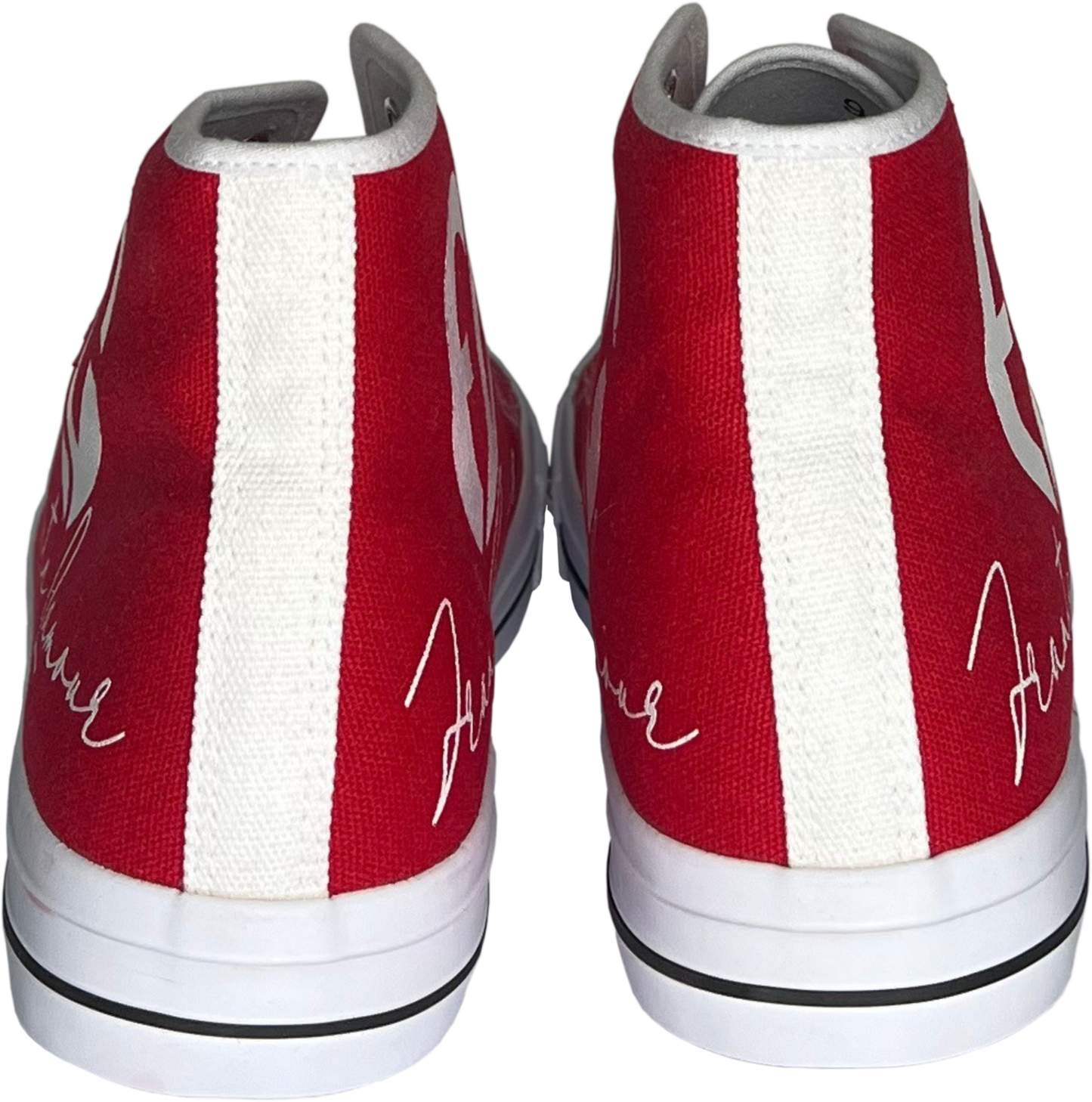 Frantz Lamour Signature Classic Women's High Top Canvas Lace Up Casual Walking Shoes - Red & White