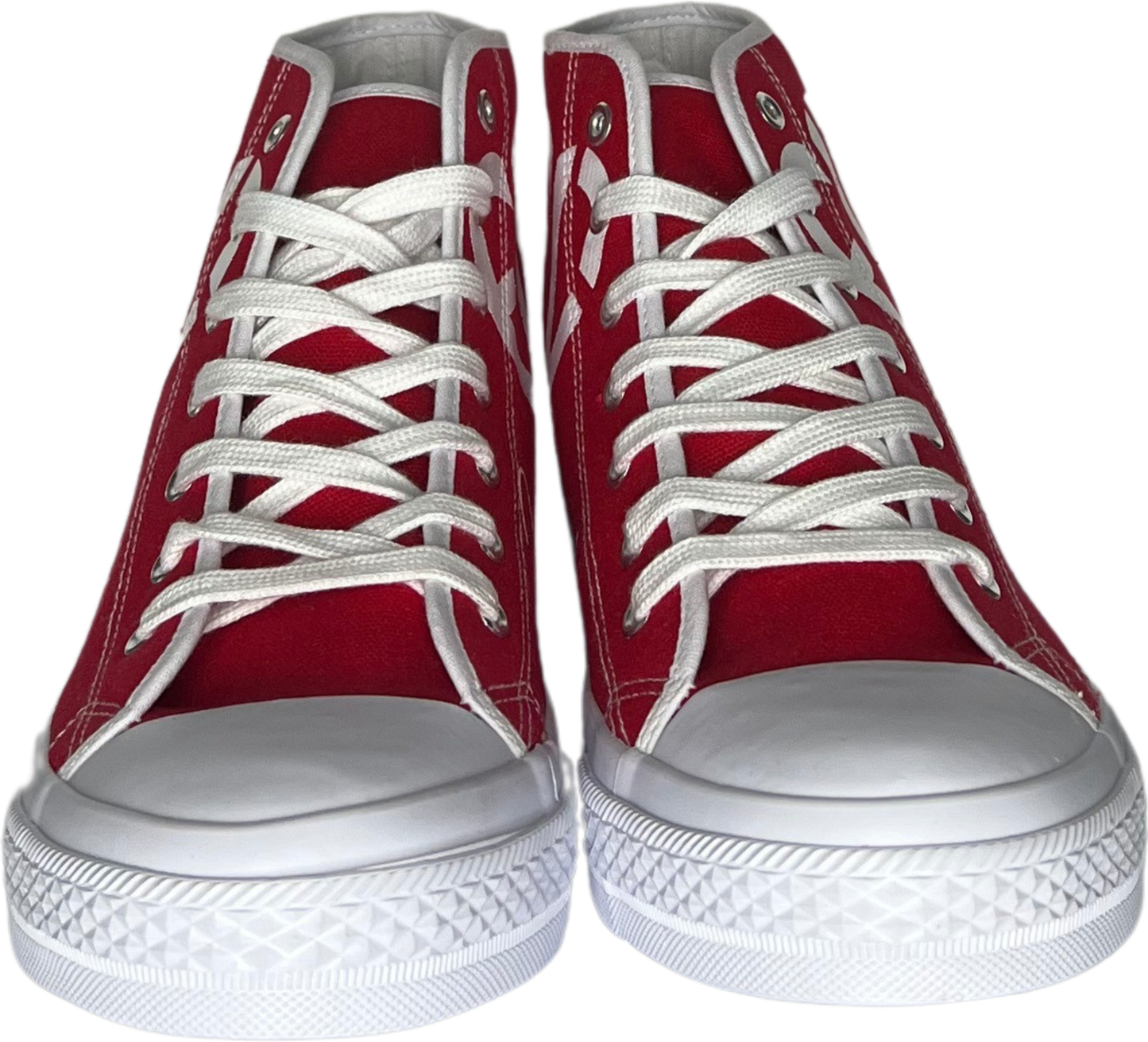Frantz Lamour Signature Classic Kids High Top Canvas Lace Up Casual Walking Shoes - Red & White