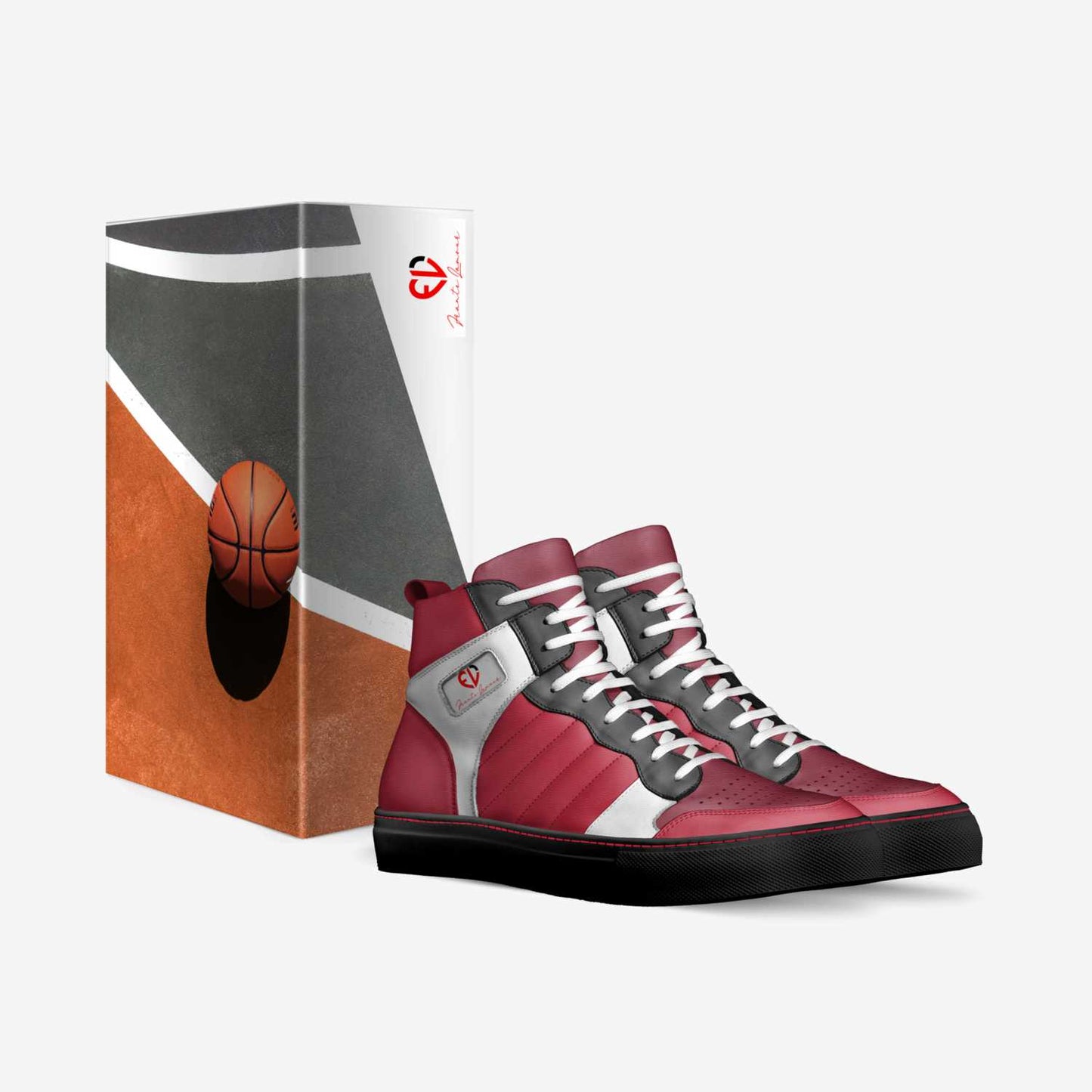 Haiti Retro Basketball By Frantz Lamour - Women's High Top Genuine Leather Lace Up Shoes - Black & Red